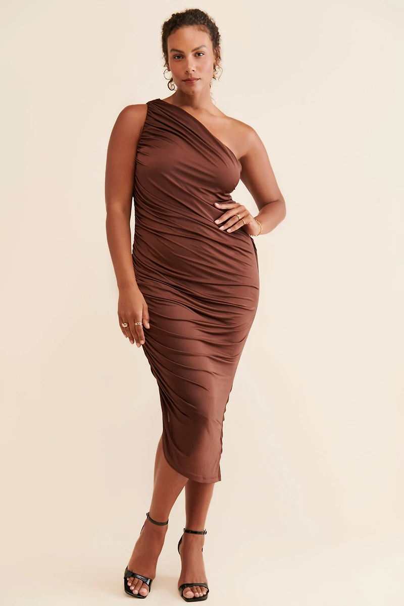 Eloquii Ruched One-Shoulder Dress