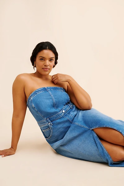 Pilcro The Madi Front-Slit Denim Dress
