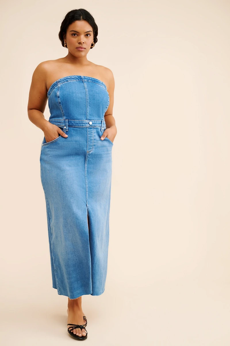 Pilcro The Madi Front-Slit Denim Dress