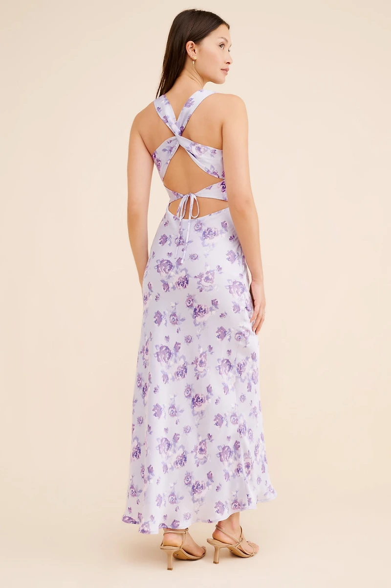 If By Sea Floral Satin Slip Dress