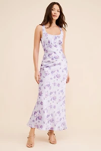 If By Sea Floral Satin Slip Dress