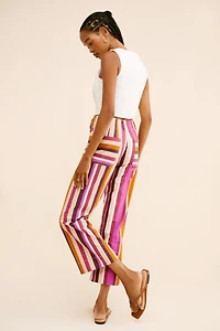 Maeve The Colette Striped Cropped Wide-Leg Pants