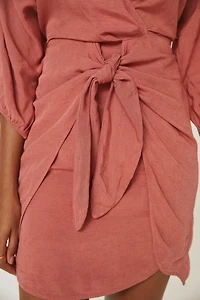 Tie-Front Wrap Mini Dress