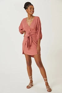Tie-Front Wrap Mini Dress