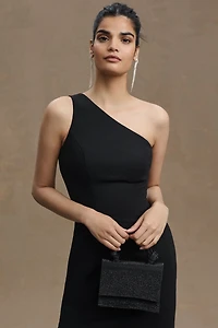 BHLDN Ainsley One-Shoulder Ruffle Crepe Midi Dress