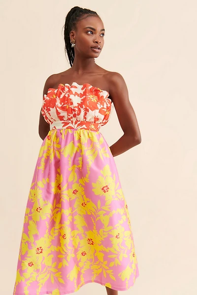 Vineet Bahl Strapless Midi Dress