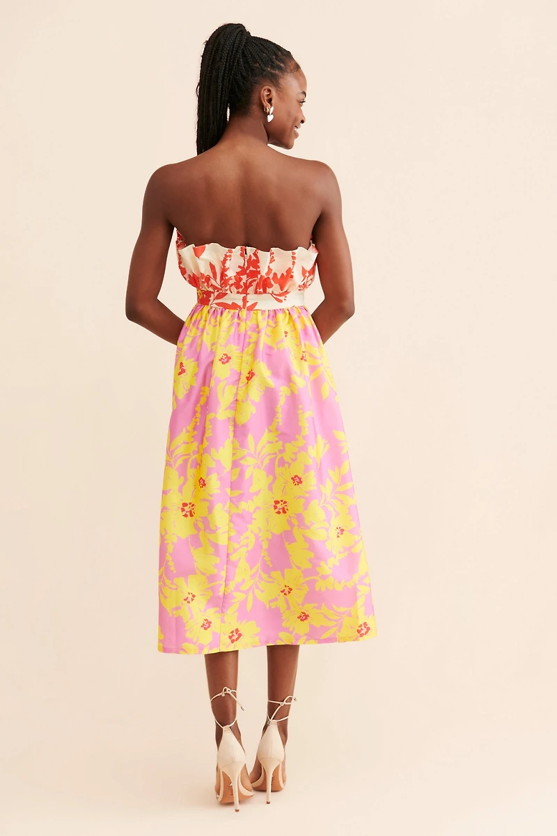 Vineet Bahl Strapless Midi Dress