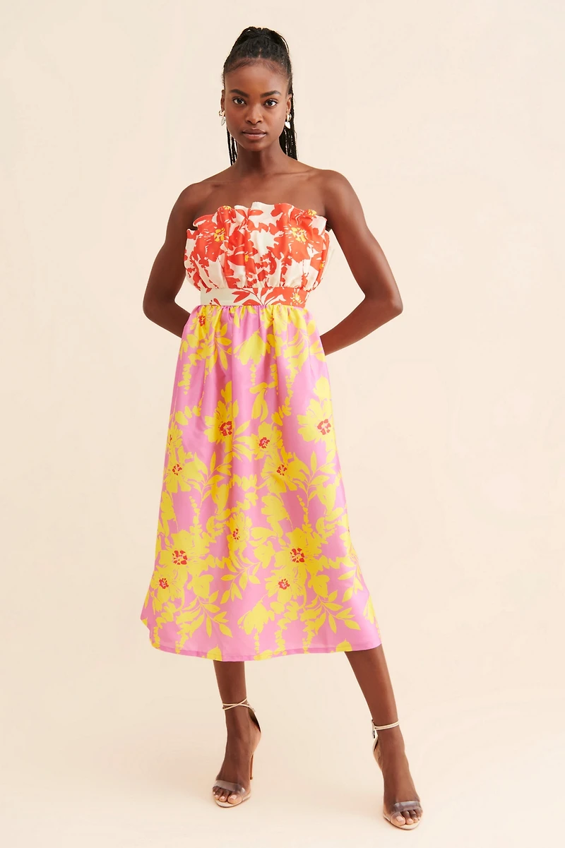 Vineet Bahl Strapless Midi Dress
