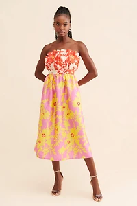 Vineet Bahl Strapless Midi Dress