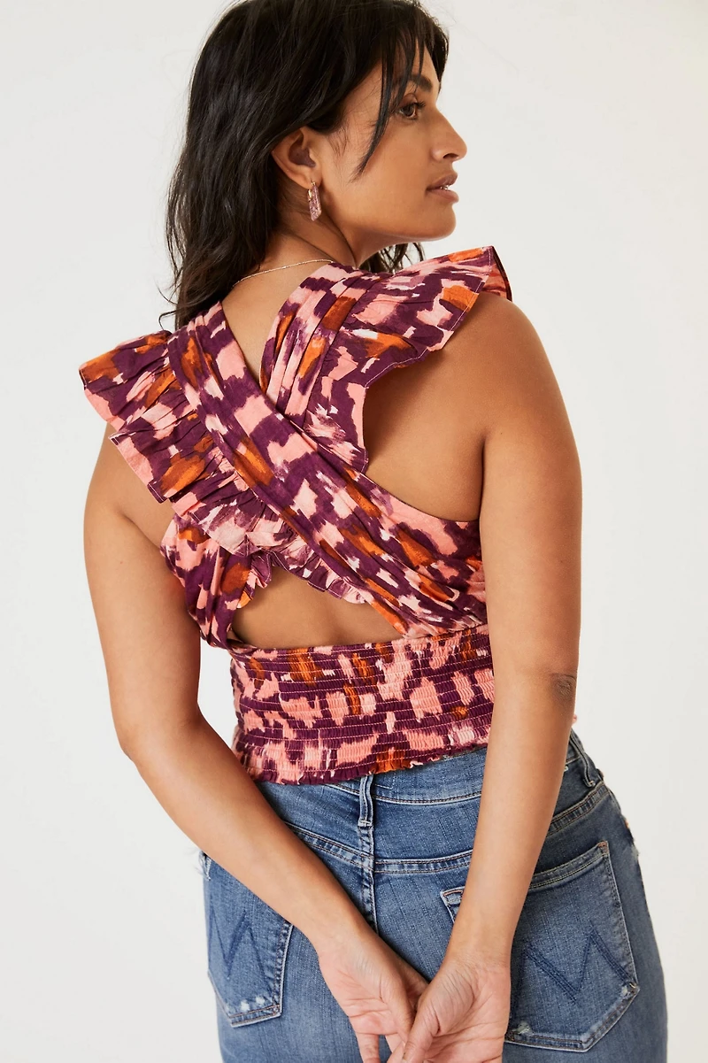 Ruched Ruffle Halter Top