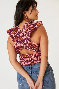 Ruched Ruffle Halter Top