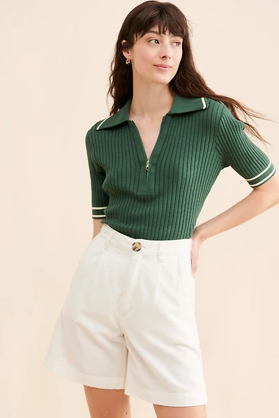 Varley Napier Fitted Knit Polo Sweater