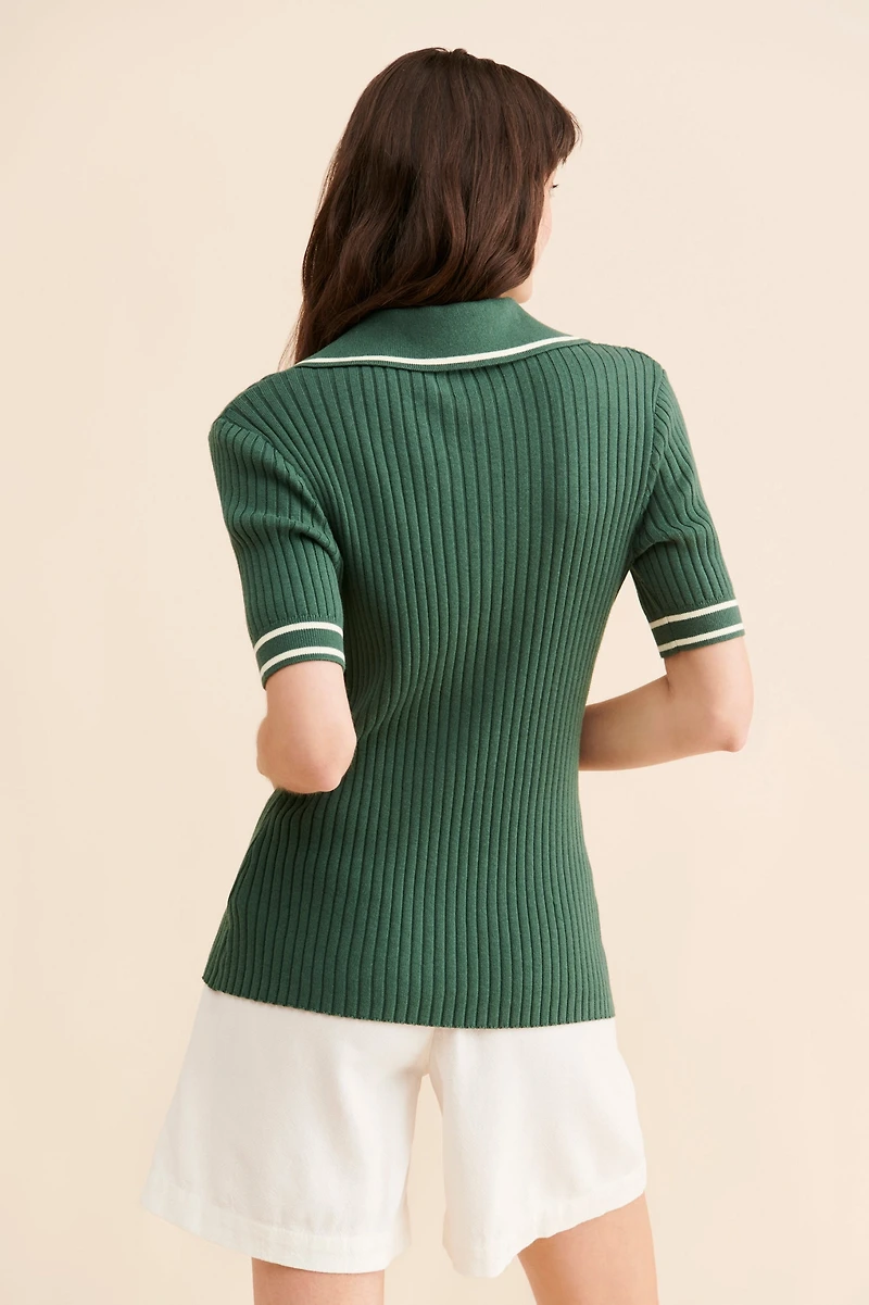 Varley Napier Fitted Knit Polo Sweater