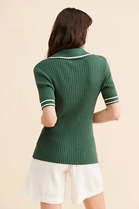 Varley Napier Fitted Knit Polo Sweater