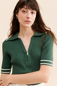 Varley Napier Fitted Knit Polo Sweater