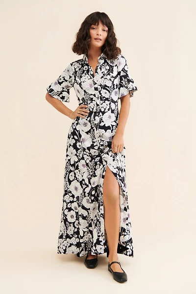 Maeve Printed Short-Sleeve Shirt Dress