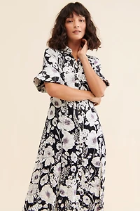 Maeve Printed Short-Sleeve Shirt Dress