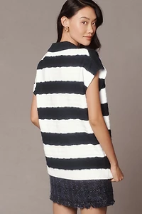Maeve Oversized Textured Collared Muscle Sweater Vest