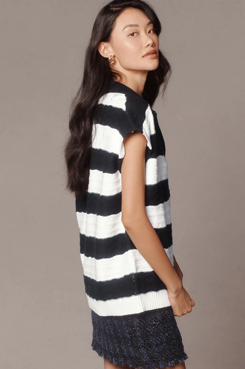 Maeve Oversized Textured Collared Muscle Sweater Vest