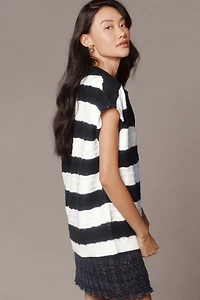 Maeve Oversized Textured Collared Muscle Sweater Vest