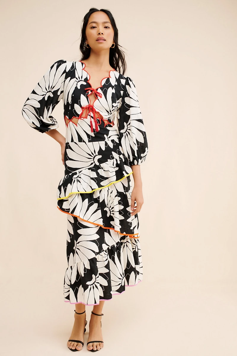 FARM Rio Cutout Tiered Maxi Dress