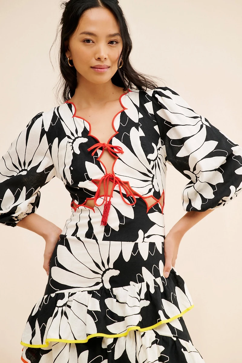 FARM Rio Cutout Tiered Maxi Dress