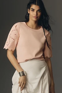 Maeve Scalloped Twofer Sweater Tee