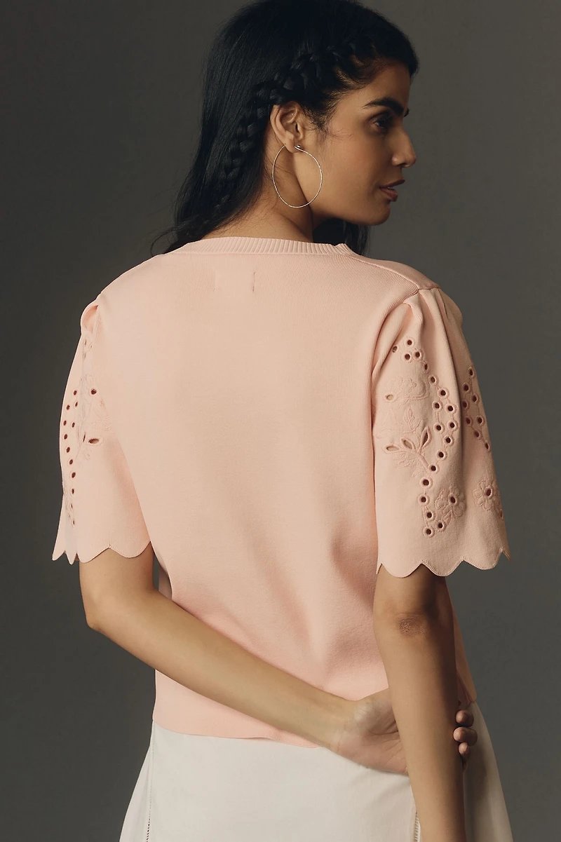 Maeve Scalloped Twofer Sweater Tee