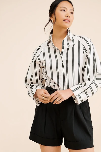 Maeve The Avery Pleated Trouser Shorts: Cuffed Edition