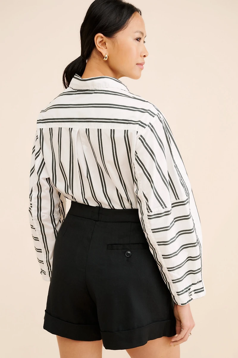Maeve The Avery Pleated Trouser Shorts: Cuffed Edition