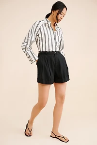 Maeve The Avery Pleated Trouser Shorts: Cuffed Edition
