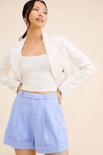 Maeve The Avery Pleated Trouser Shorts: Cuffed Edition