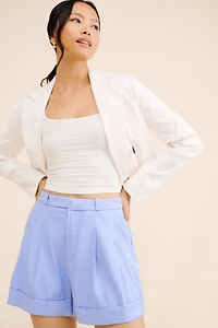 Maeve The Avery Pleated Trouser Shorts: Cuffed Edition