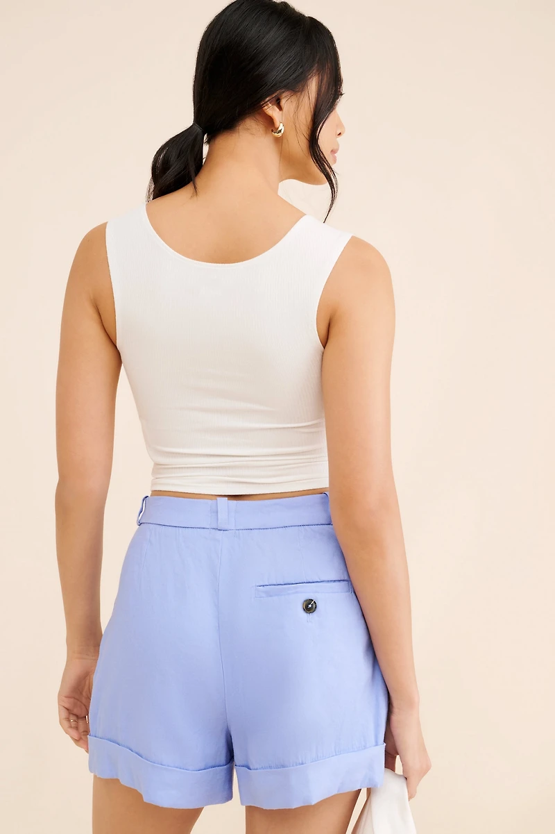 Maeve The Avery Pleated Trouser Shorts: Cuffed Edition