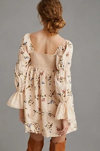 Long-Sleeve Embroidered Mini Dress