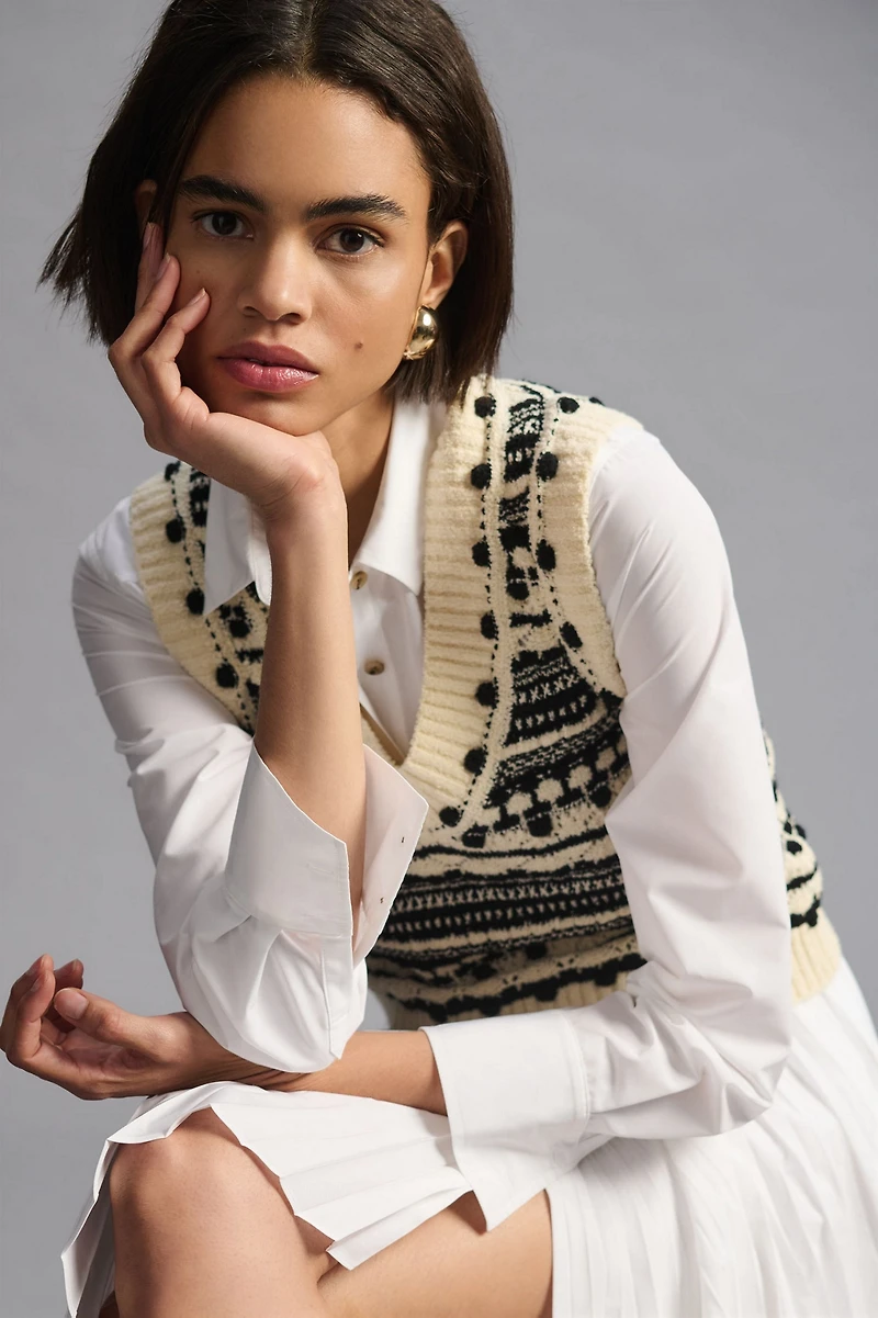 Pilcro V-Neck Cropped Sweater Vest