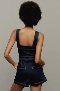 Maeve The Portside Button-Front Romper: Denim Edition