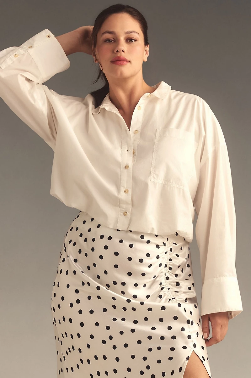 Pilcro The Greer Regenerative Cotton Bubble-Hem Shirt