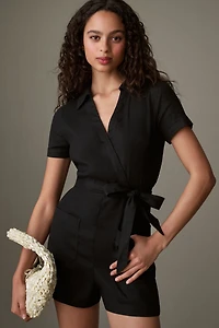 Maeve Short-Sleeve Wrap Romper