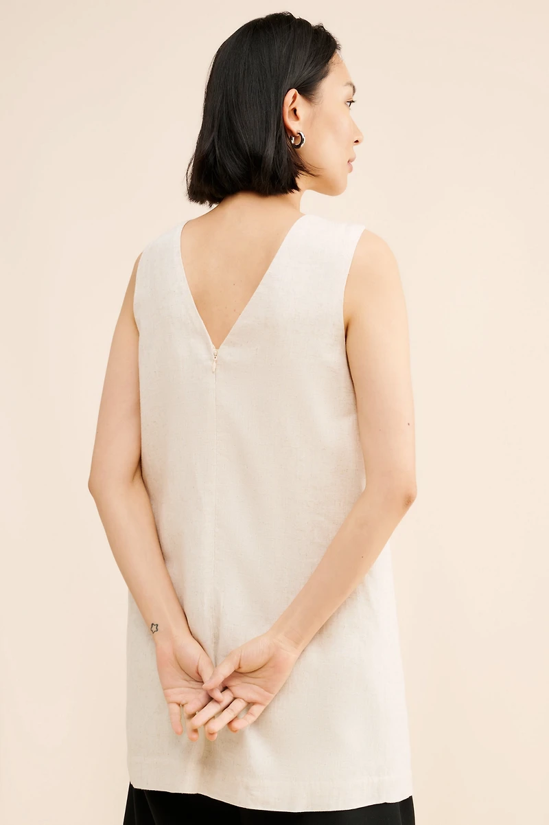 Sunday Brooklyn Linen Blend Twist Tunic Top