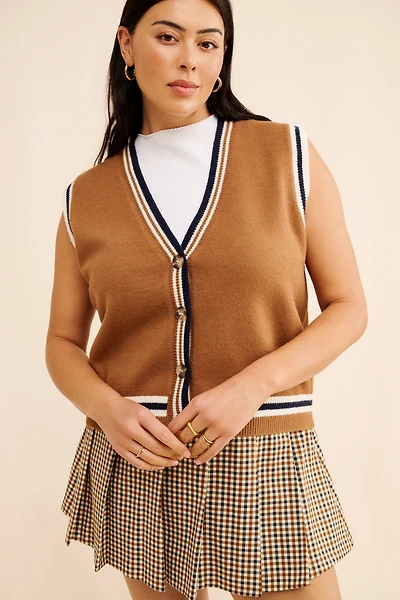 Flat White Stripe Detail Vest
