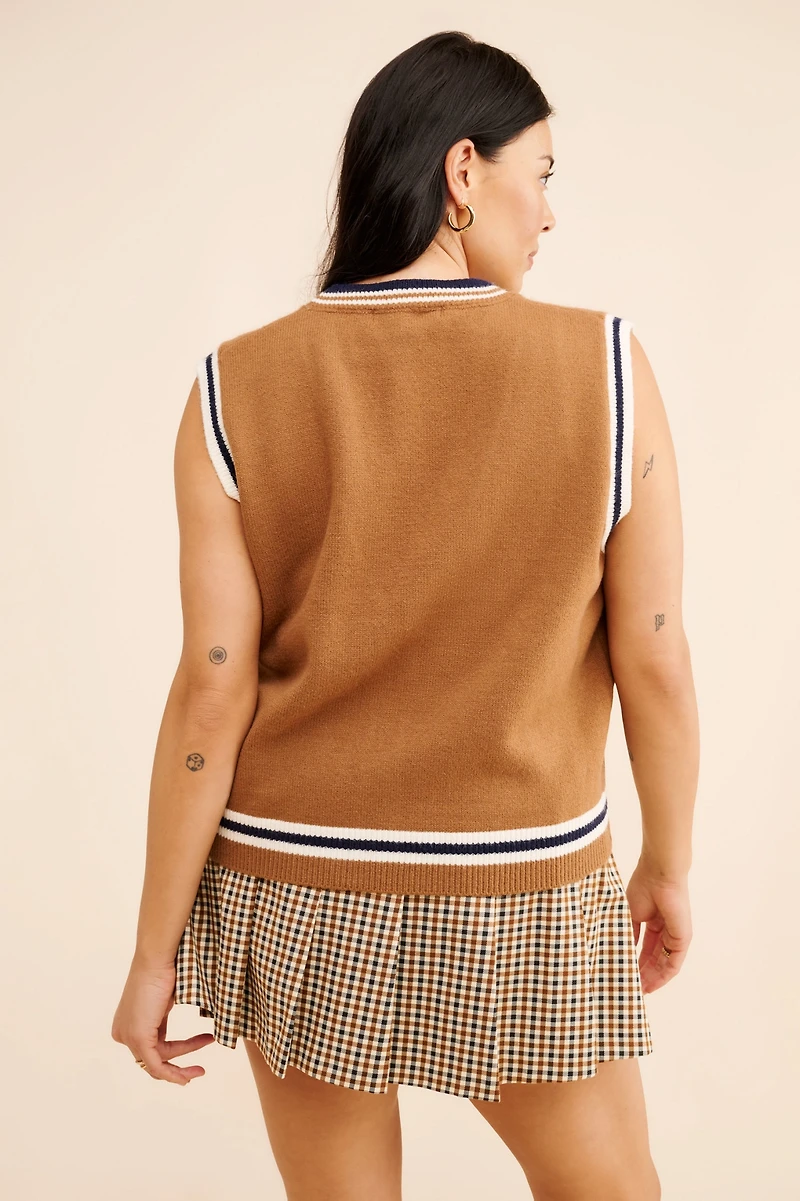 Flat White Stripe Detail Vest