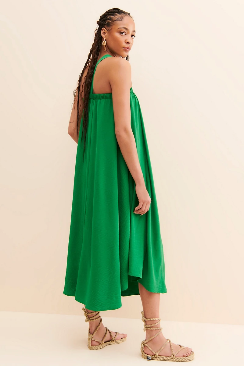 If By Sea One-Shoulder Knot Midi Dress