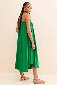 If By Sea One-Shoulder Knot Midi Dress