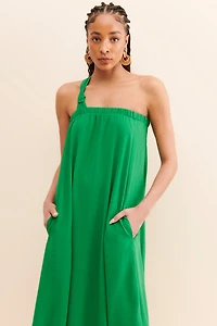 If By Sea One-Shoulder Knot Midi Dress