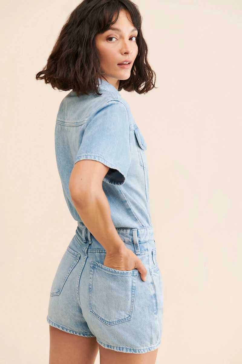 Good American Weightless Denim Romper