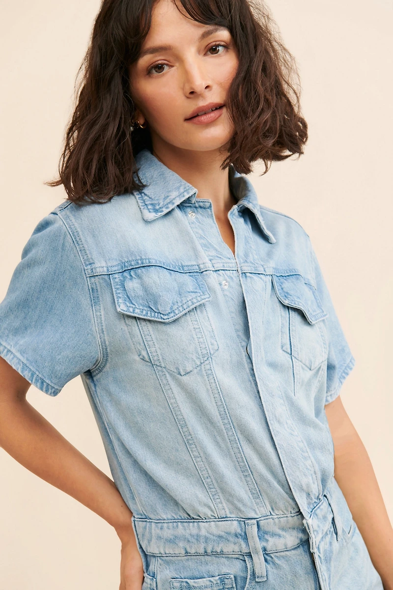 Good American Weightless Denim Romper