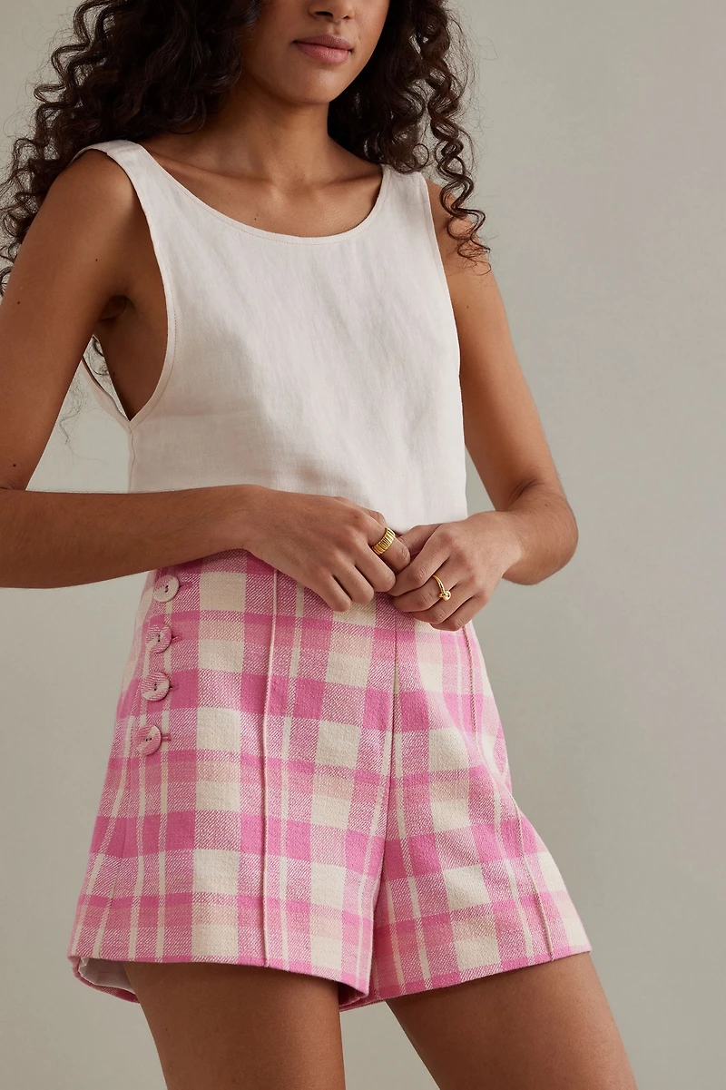 Maeve Bold Buttoned Tweed Shorts