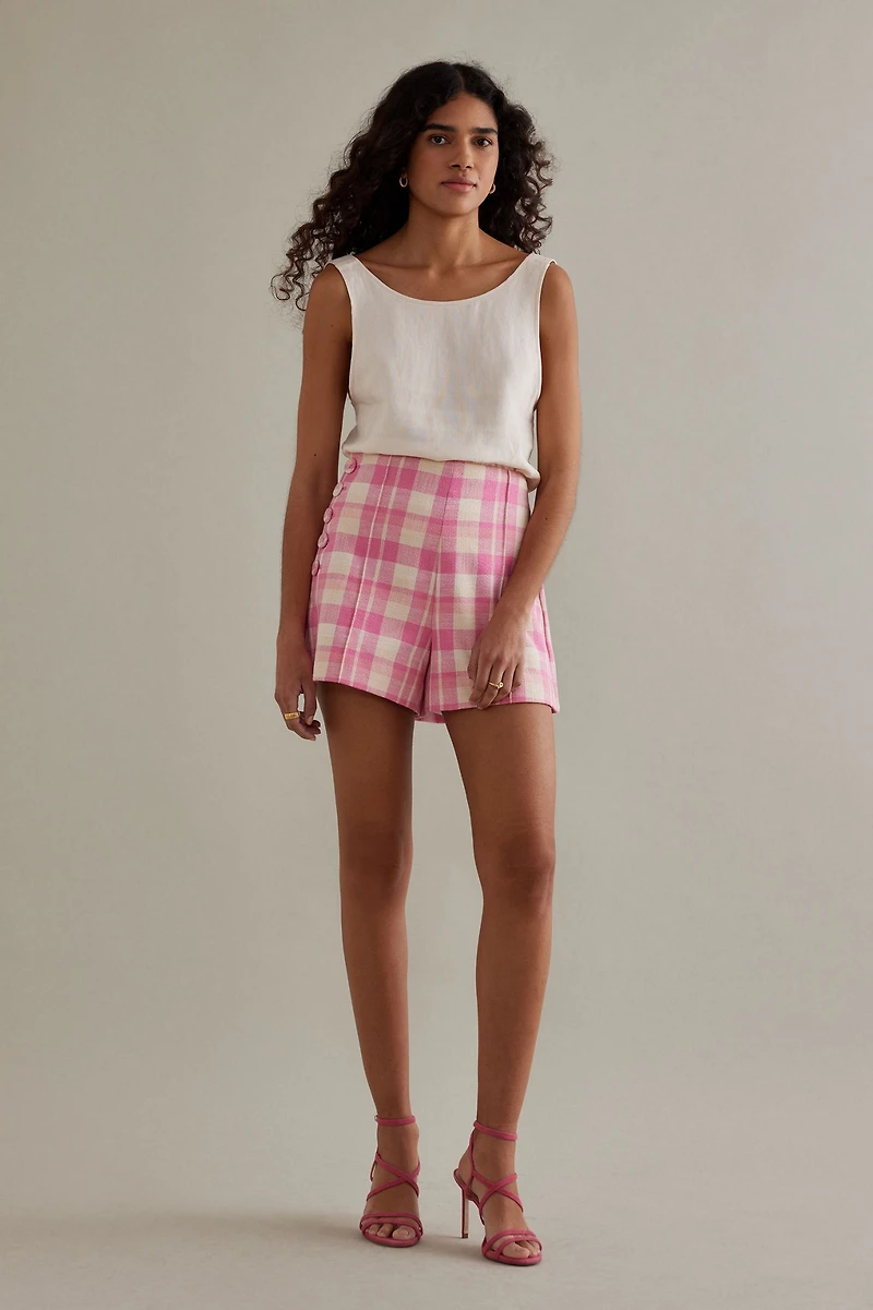 Maeve Bold Buttoned Tweed Shorts