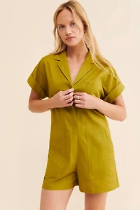 Mare Collared Short Sleeve Playsuit